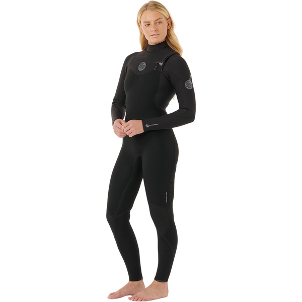 2026 Rip Curl Womens Flashbomb 4/3mm Chest Zip Wetsuit 16IWFS - Black